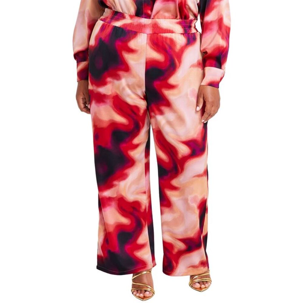 Nina Parker Womens Plus Size Satin Wide-Leg Pants 0X Sunset - NWT $89